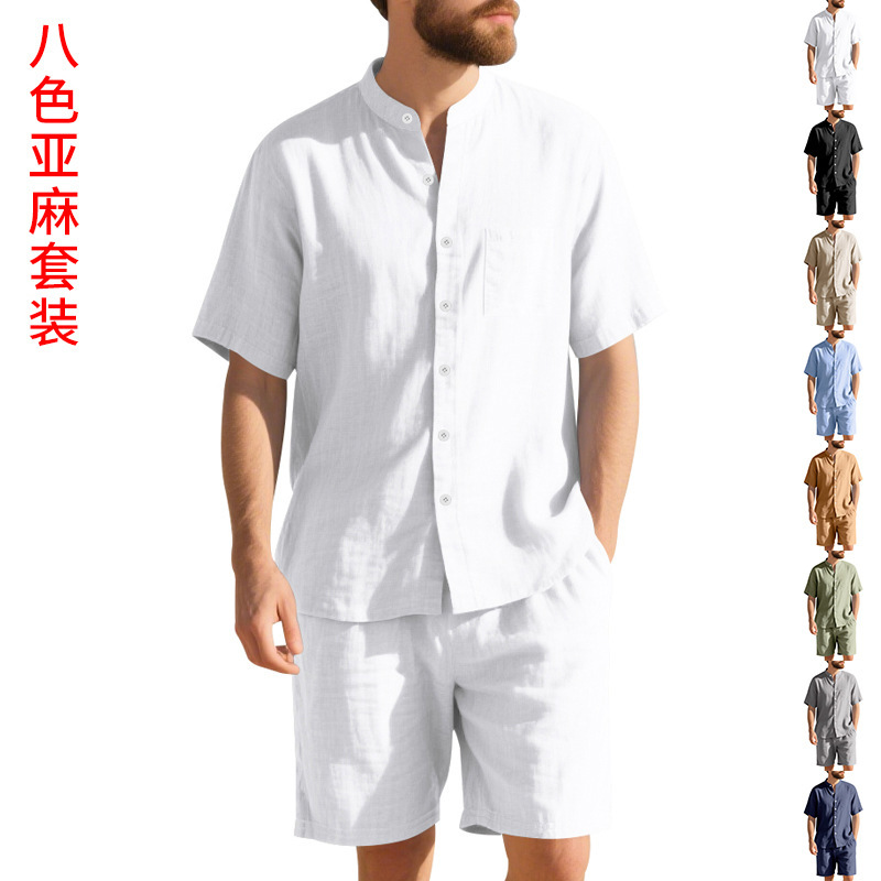 Linen Shirt Breathable - Summer Men's Linen Loose-Fit Suit Beach