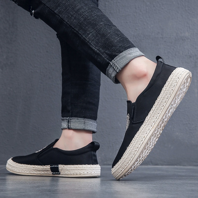 black Breathable shoes for man - Espadrille Slip On 评论和价格