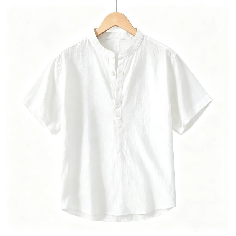 Summer Mens Short Sleeve Shirt - Linen Shirt Breathable 评论和价格