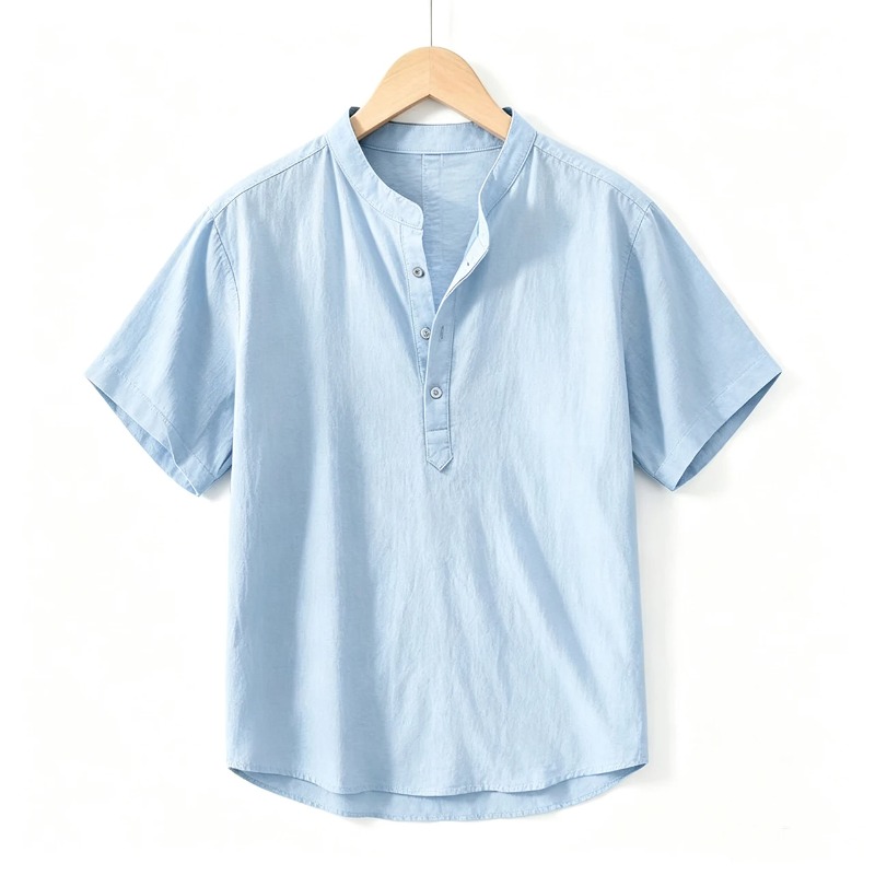 Summer Mens Short Sleeve Shirt - Linen Shirt Breathable 评论和价格
