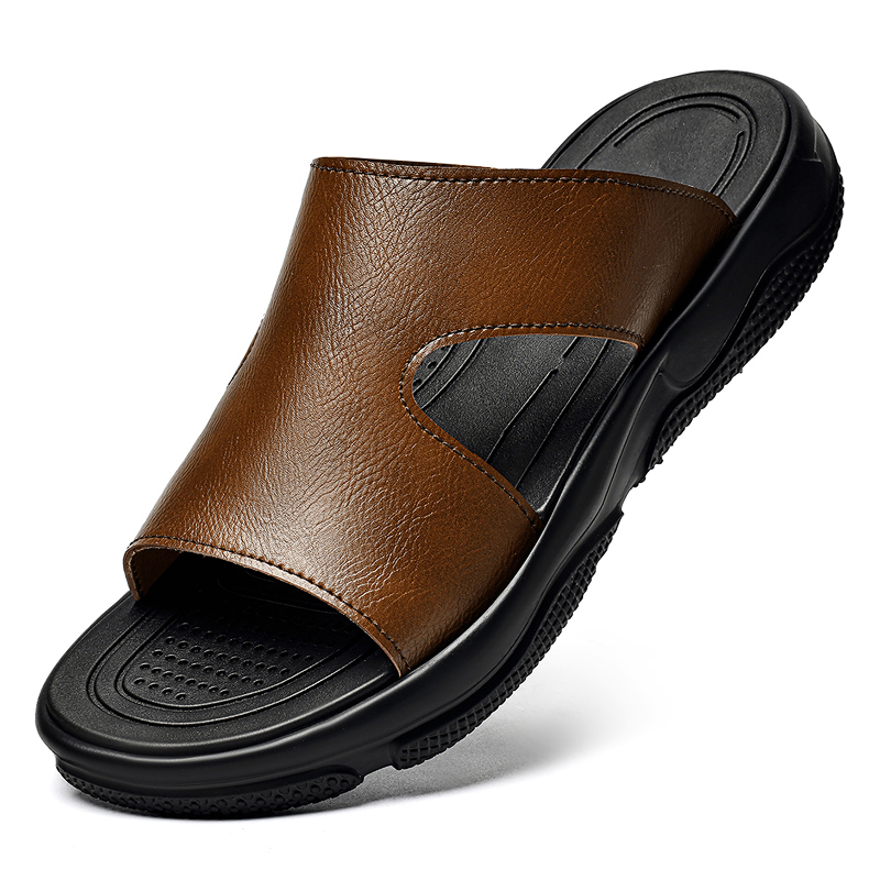 Men's Leather Slide Sandals No - Flip Flop Leather Men 评论和价格