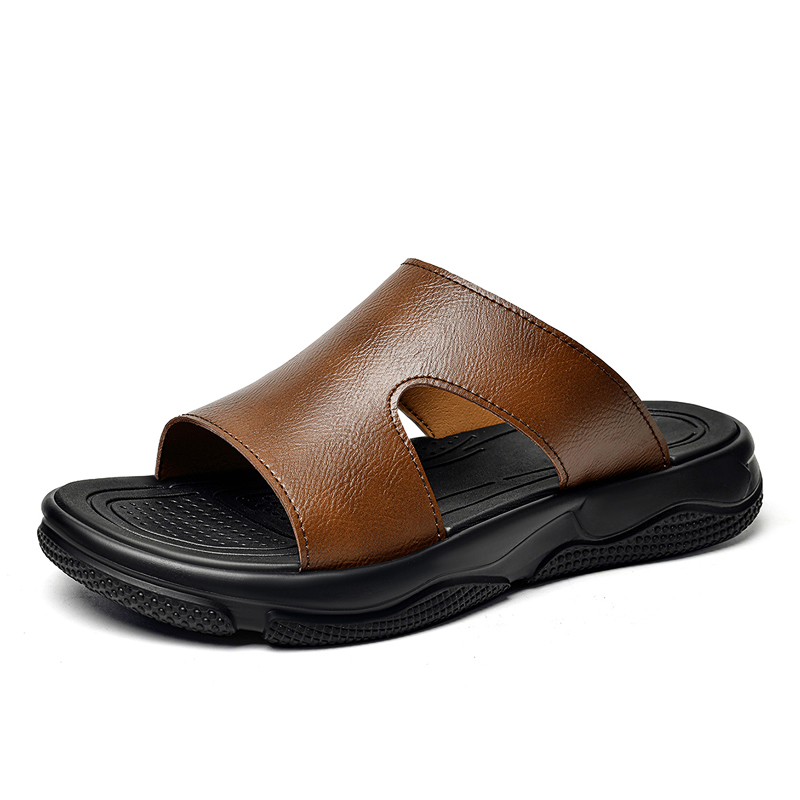 Men's Leather Slide Sandals No - Flip Flop Leather Men 评论和价格