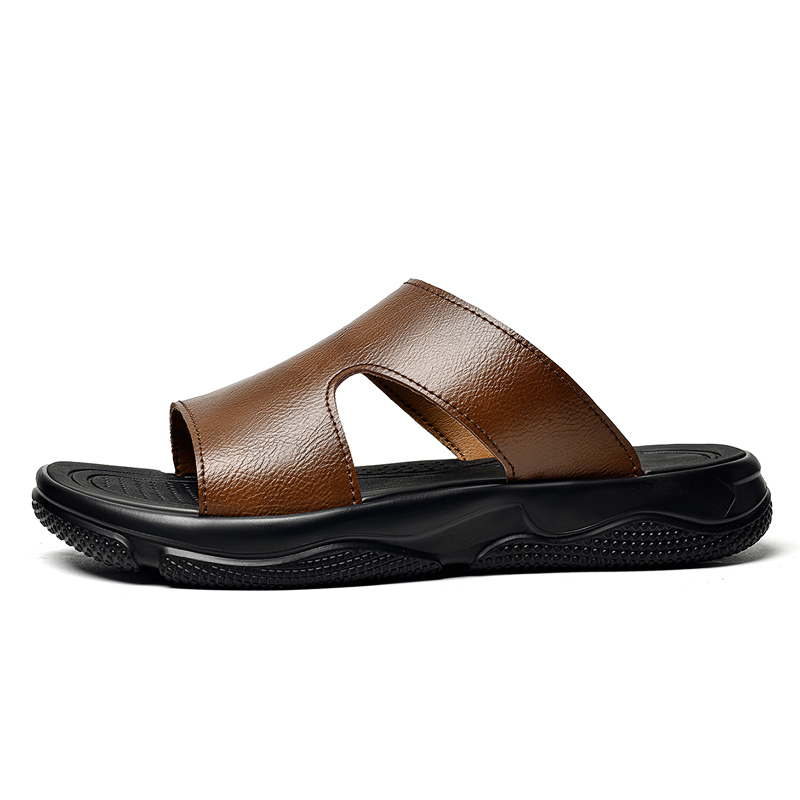 Men's Leather Slide Sandals No - Flip Flop Leather Men 评论和价格