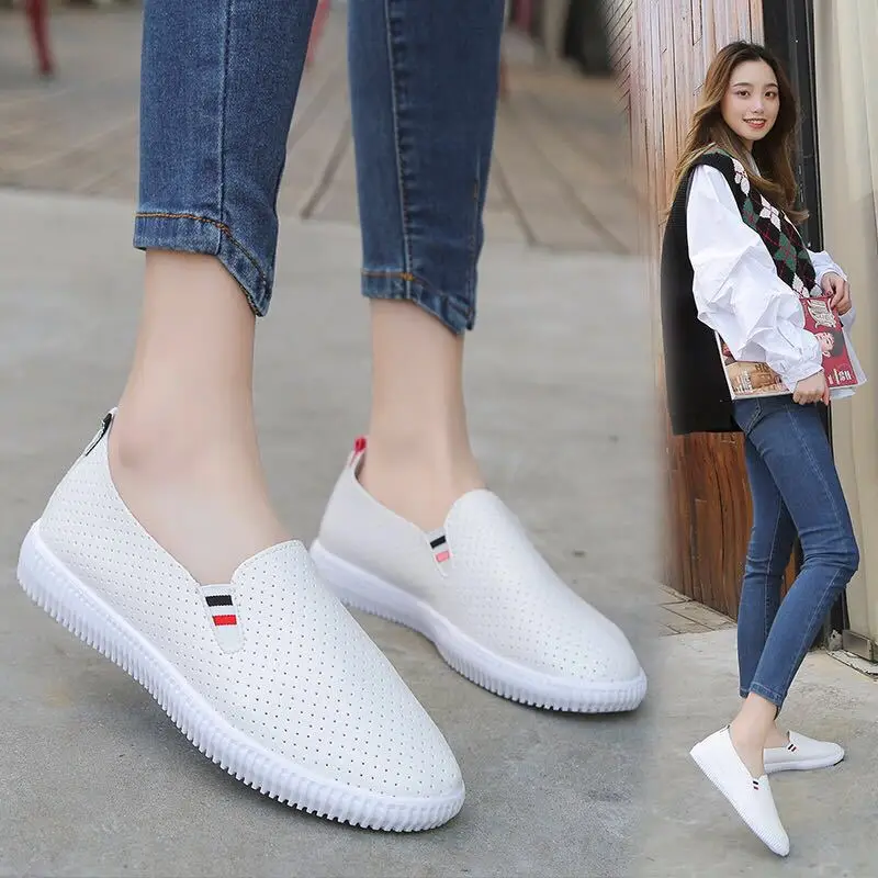 Women Sneakers White Flats Cut - Espadrille Slip On 评论和价格