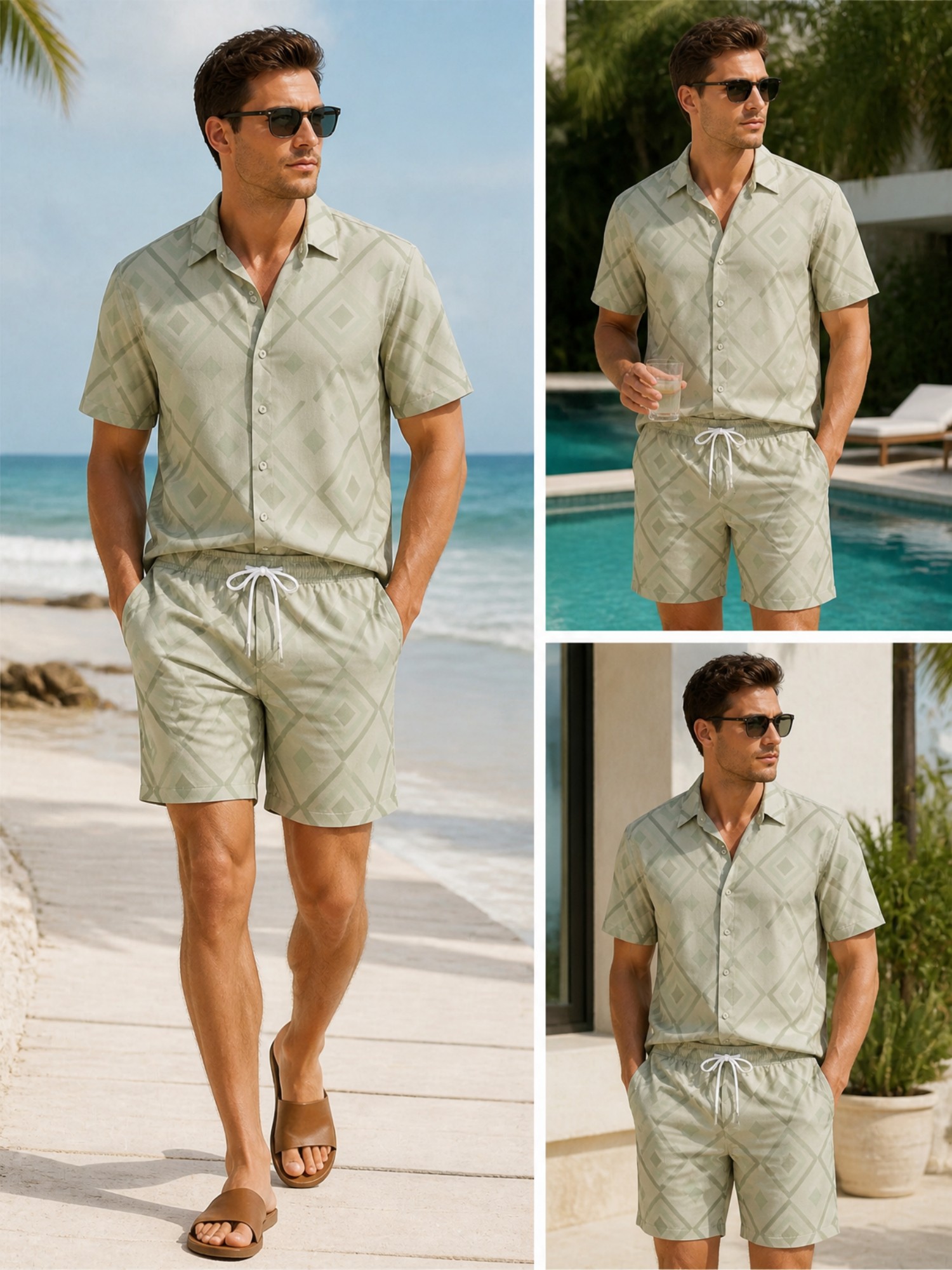 Mens Floral Short Sleeve Shirt - Resort Shirt Floral 评论和价格