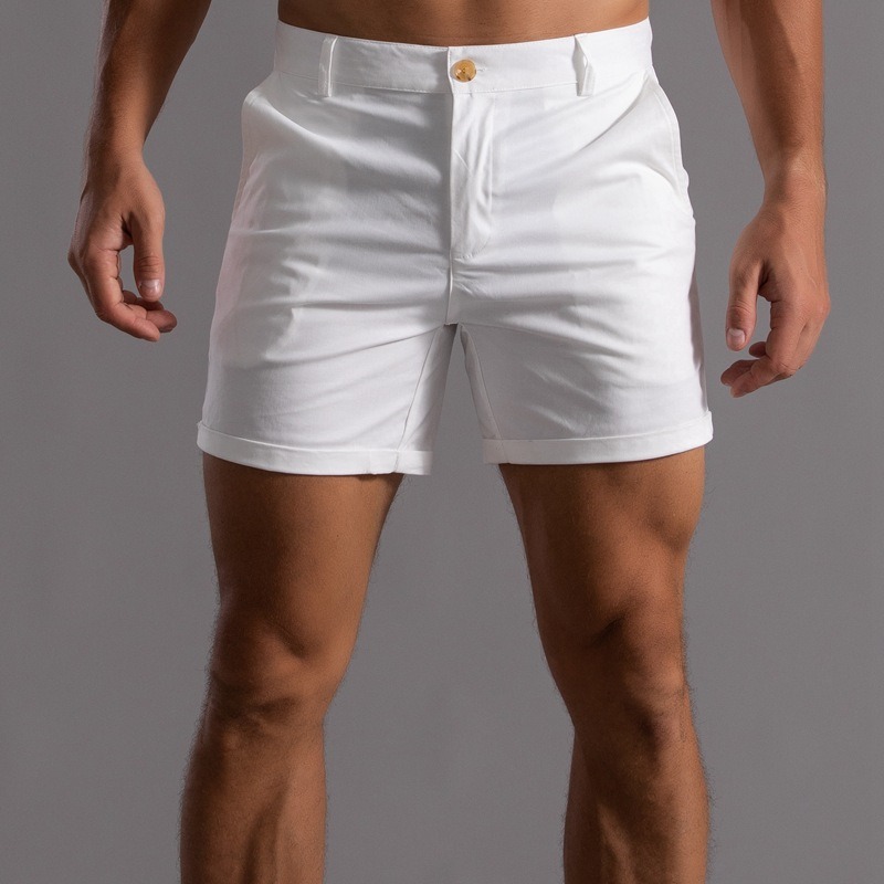 Men Slim Fit Chino Shorts Roll - Shorts Chino Slim 评论和价格