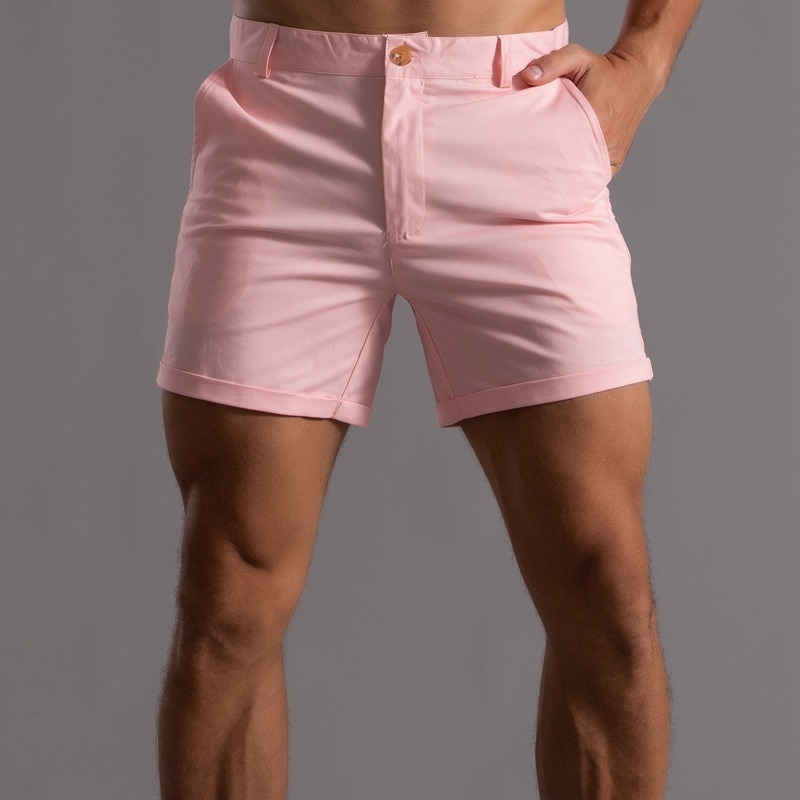 Men Slim Fit Chino Shorts Roll - Shorts Chino Slim 评论和价格