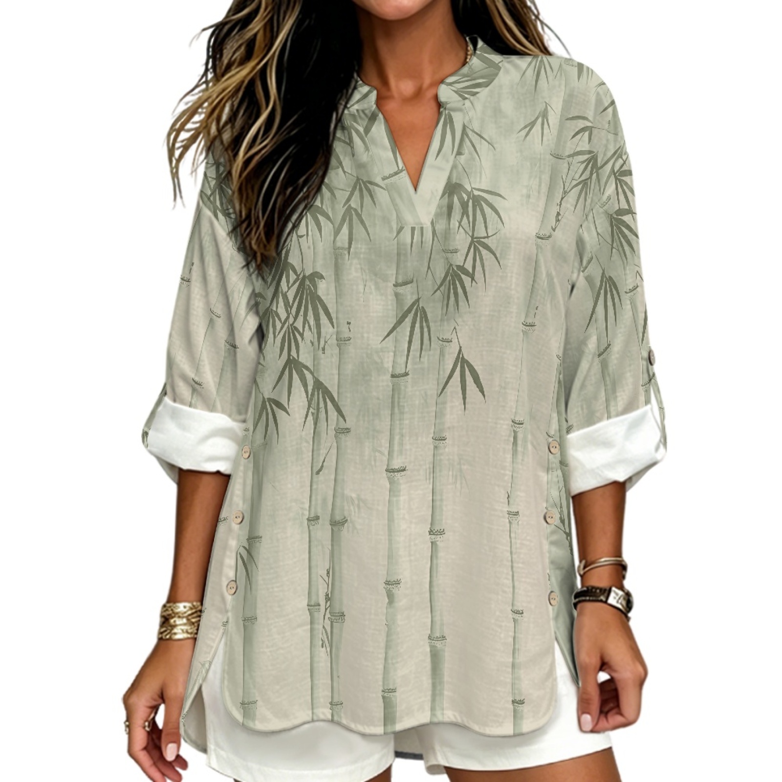 INSTANTARTS Women'S Linen V-Ne - Linen Shirt Breathable 评论和价格