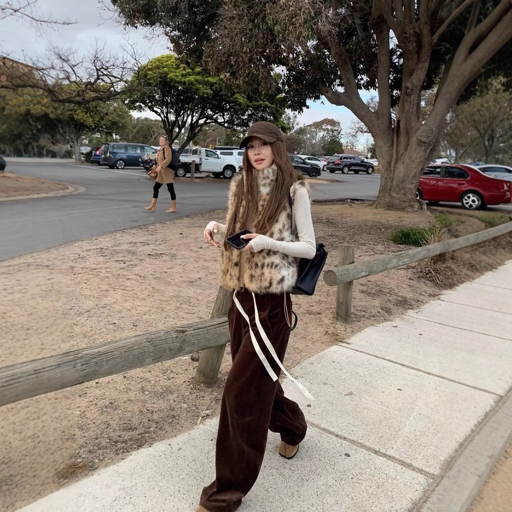 Women Faux Fur Vest Coats Shor - Short Linen Drawstring 评论和价格