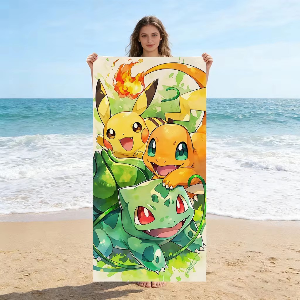 P-Pokemon Starters Anime Beach - Beach Towel Large 评论和价格