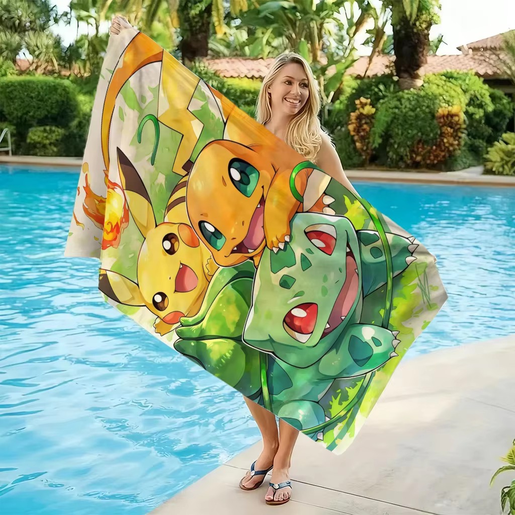 P-Pokemon Starters Anime Beach - Beach Towel Large 评论和价格