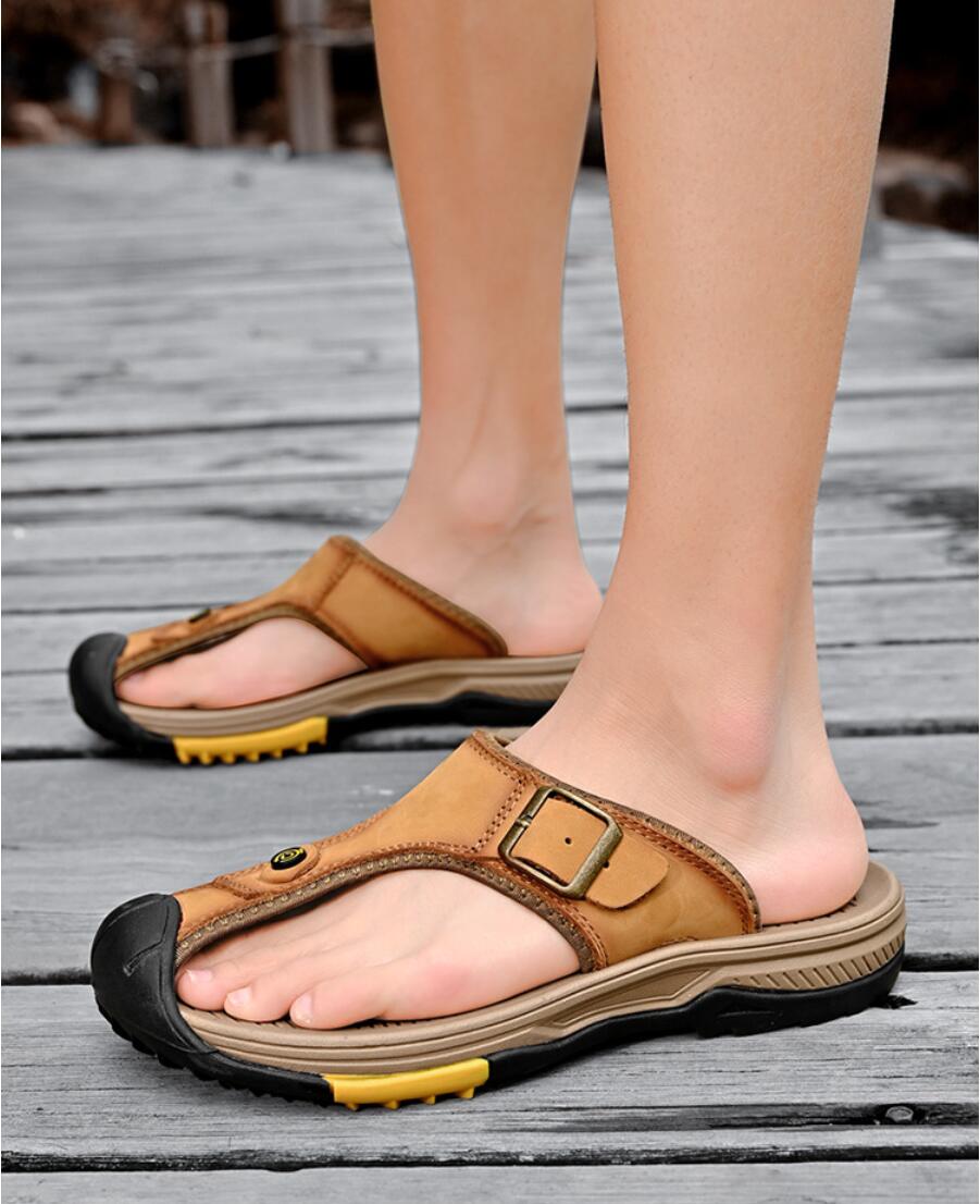 Genuine Leather Sandals Men Br - Flip Flop Leather Men 评论和价格