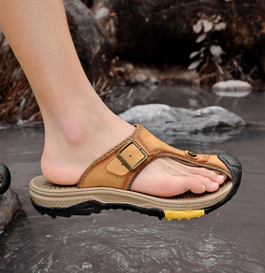 Genuine Leather Sandals Men Br - Flip Flop Leather Men 评论和价格