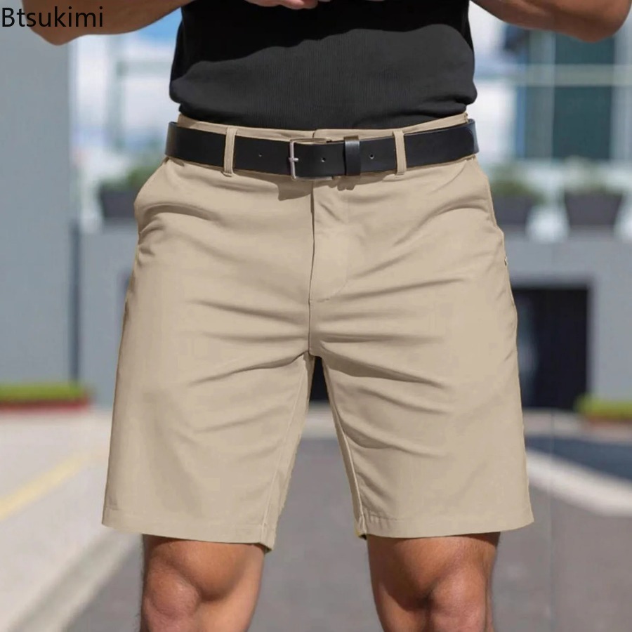 Summer New Mens Solid Slim Chi - Shorts Chino Slim 评论和价格