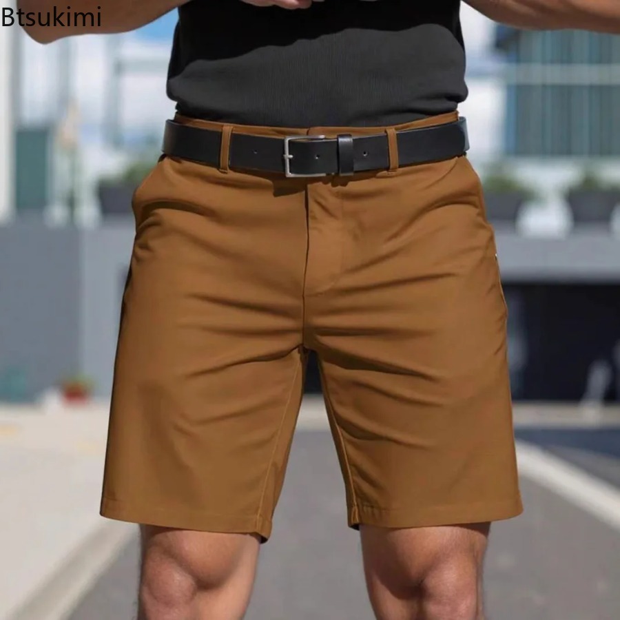 Summer New Mens Solid Slim Chi - Shorts Chino Slim 评论和价格