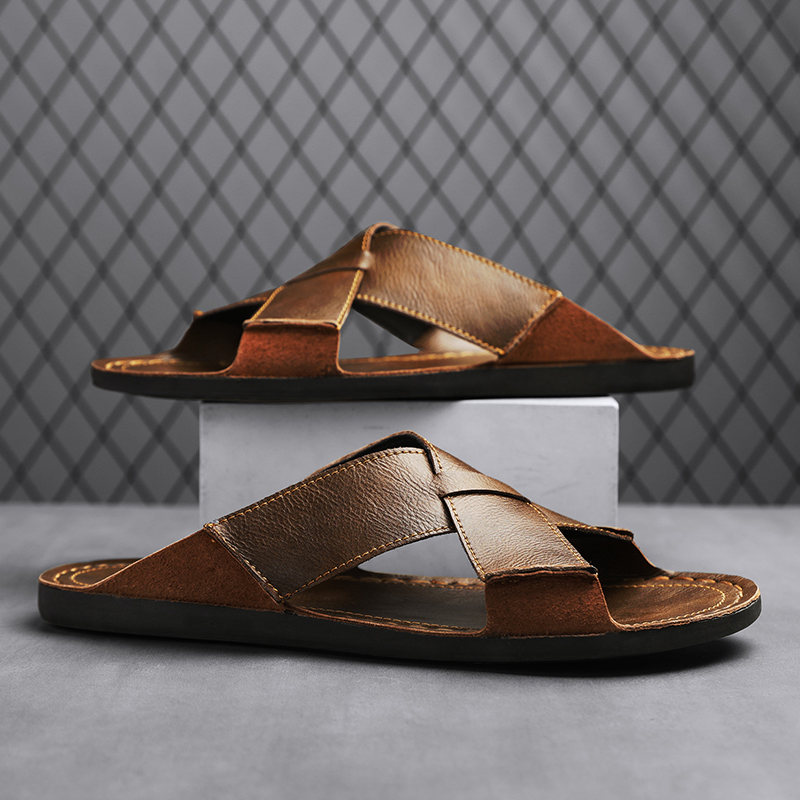 Fashion Genuine Leather Men Sl - Flip Flop Leather Men 评论和价格