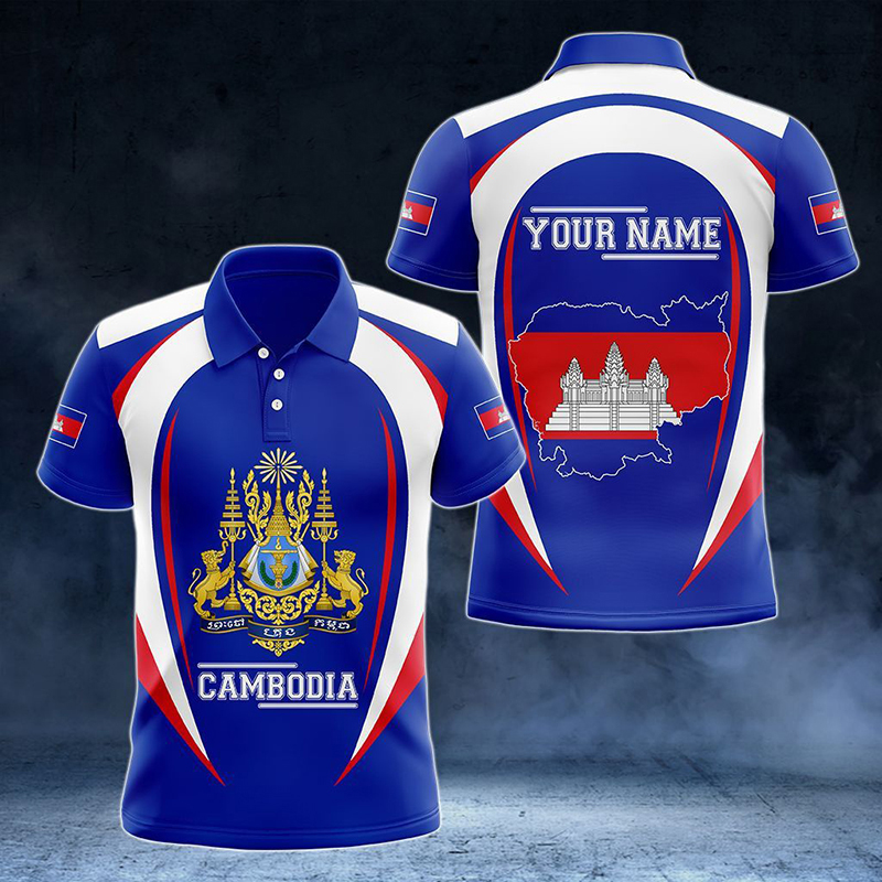 Custom Name Cambodia Flag Grap - Shirt Camp Collar 评论和价格