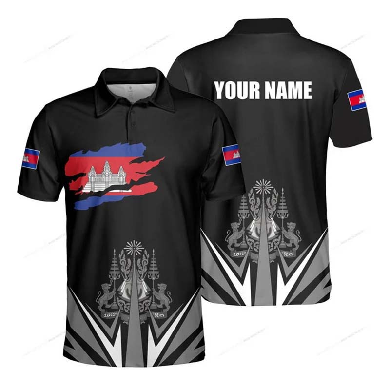 Custom Name Cambodia Flag Grap - Shirt Camp Collar 评论和价格