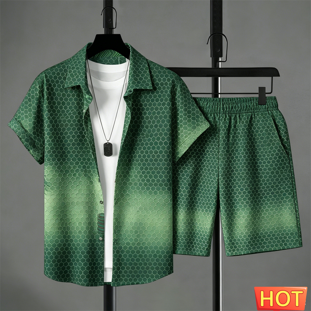Summer Outfits Man Shirt Set G - Shirt Camp Collar 评论和价格