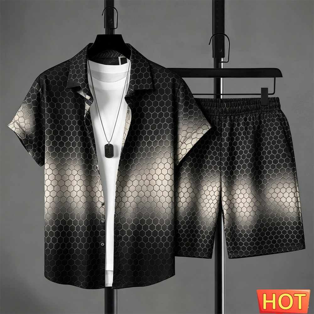 Summer Outfits Man Shirt Set G - Shirt Camp Collar 评论和价格