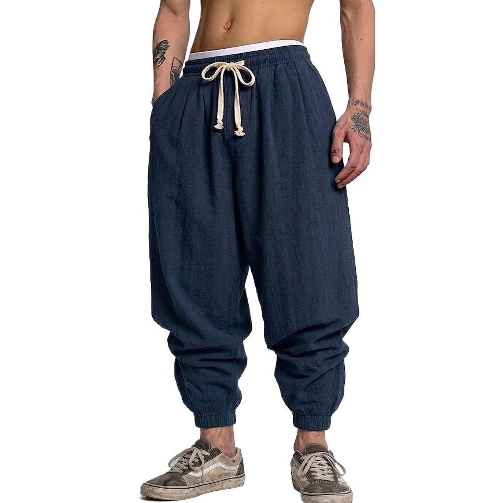 Korean Cotton Linen Trousers A - Short Linen Drawstring 评论和价格