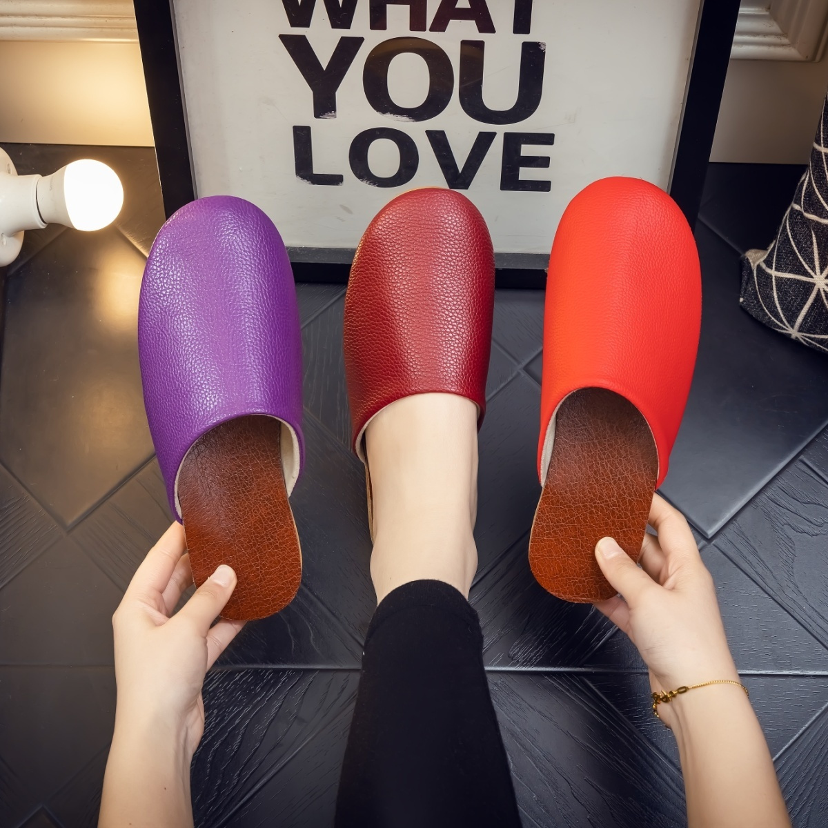 Fashion black leather slippers - Flip Flop Leather Men 评论和价格