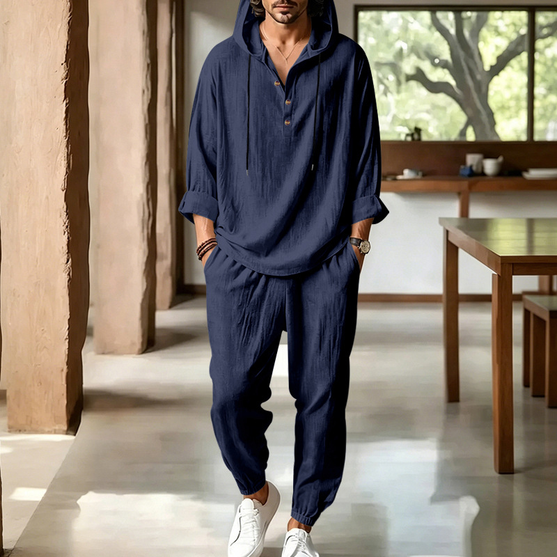 Men's Summer Linen 2 Piece Set - Short Linen Drawstring 评论和价格