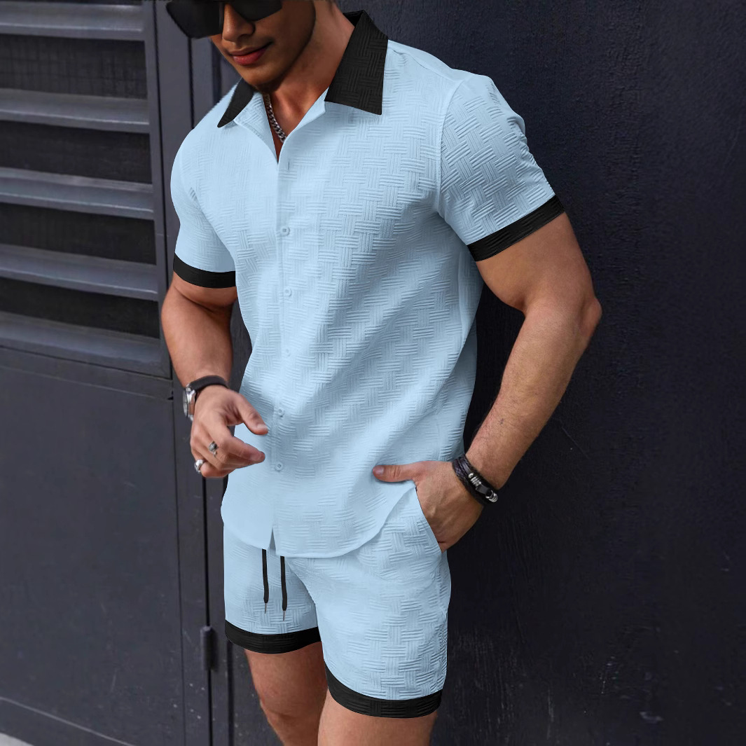Matching Sets Trend Men Suit   - Short Linen Drawstring 评论和价格