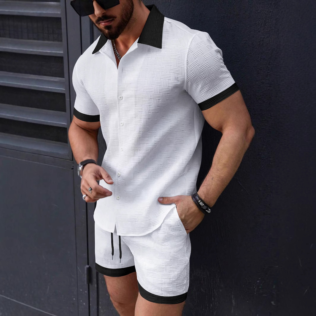 Matching Sets Trend Men Suit   - Short Linen Drawstring 评论和价格