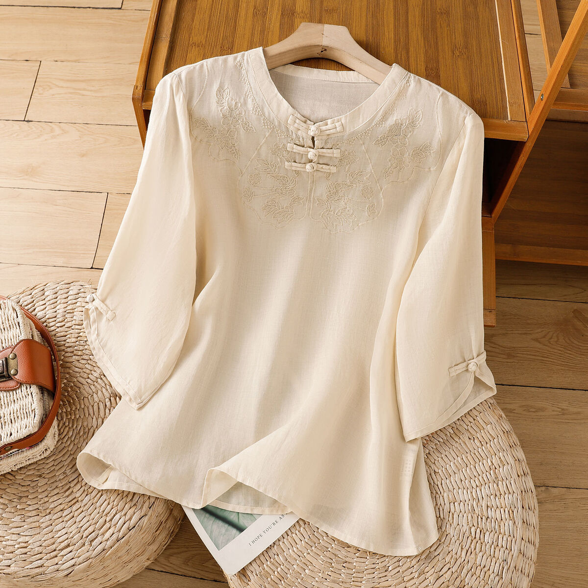 Chinese Style Round Collar But - Shirt Camp Collar 评论和价格
