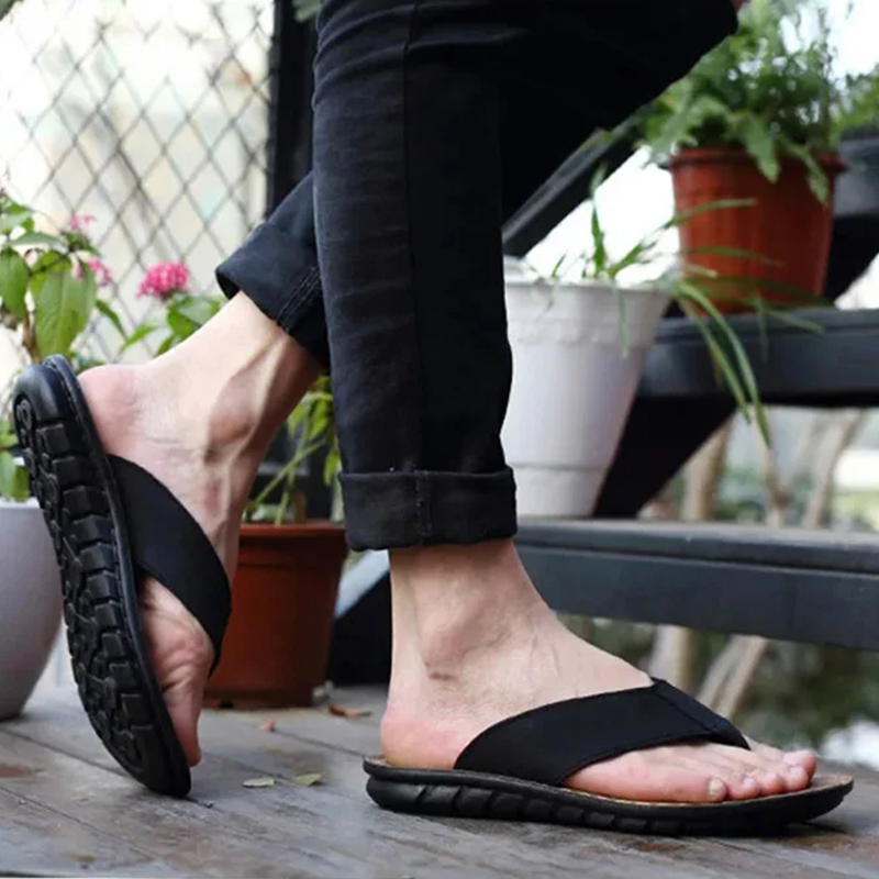 Summer Shoes Men Slippers Genu - Flip Flop Leather Men 评论和价格