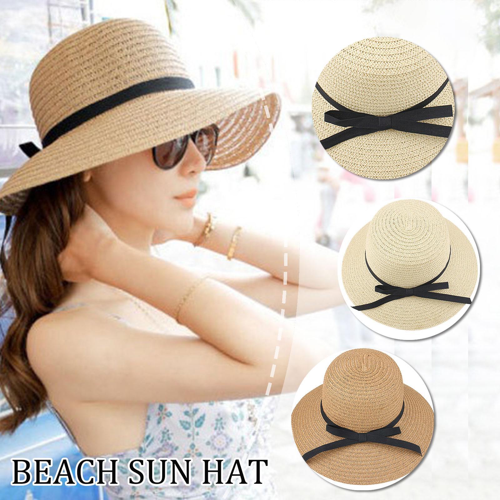 Summer Straw Hat Big Wide Brim - Bucket Hat Straw 评论和价格