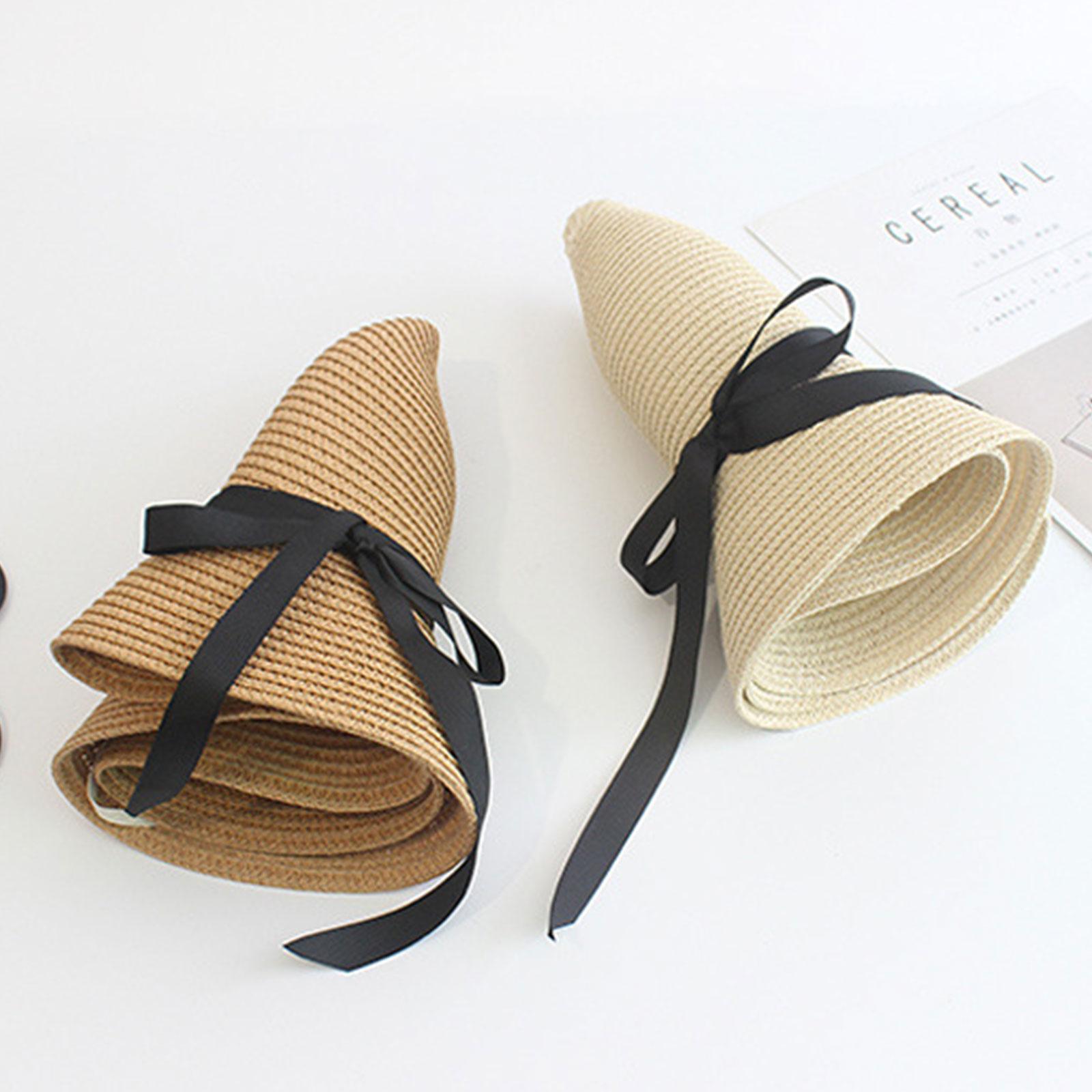 Summer Straw Hat Big Wide Brim - Bucket Hat Straw 评论和价格