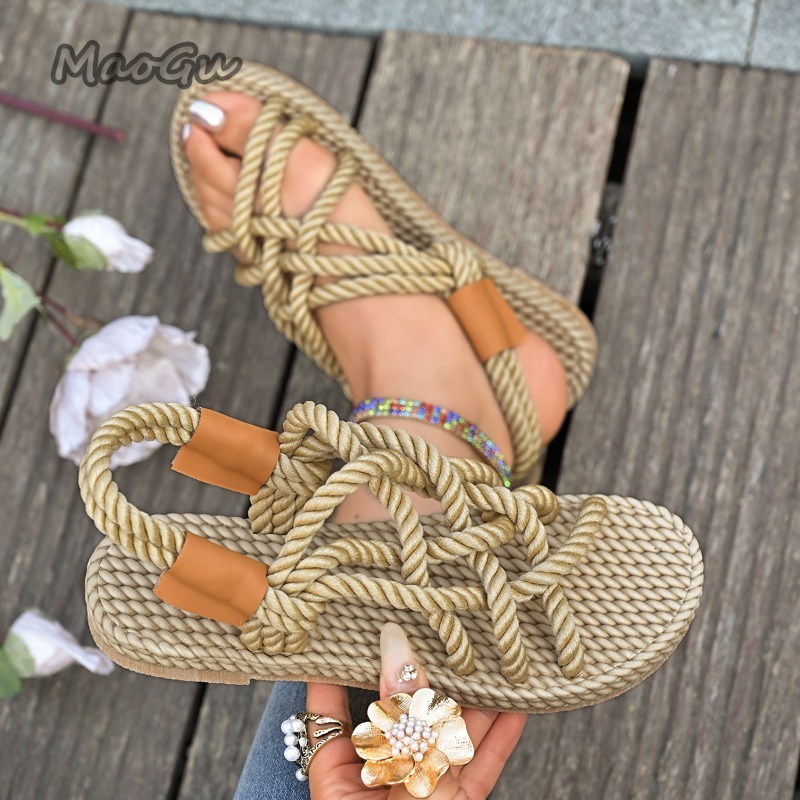 Women's Braided Rope Flat Sand - Espadrille Slip On 评论和价格