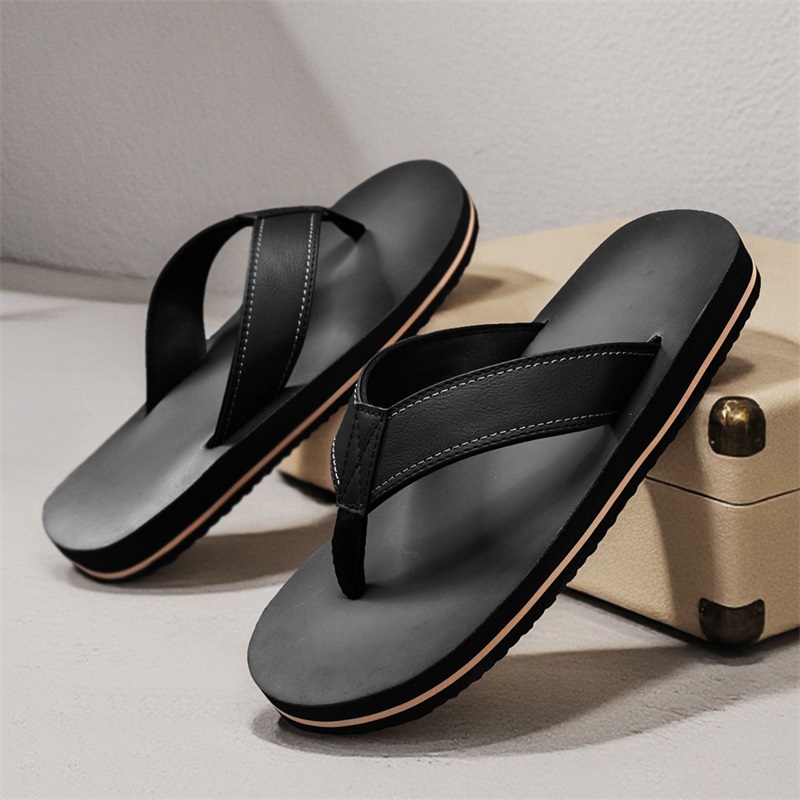Men's Vintage Washed Faux Leat - Flip Flop Leather Men 评论和价格
