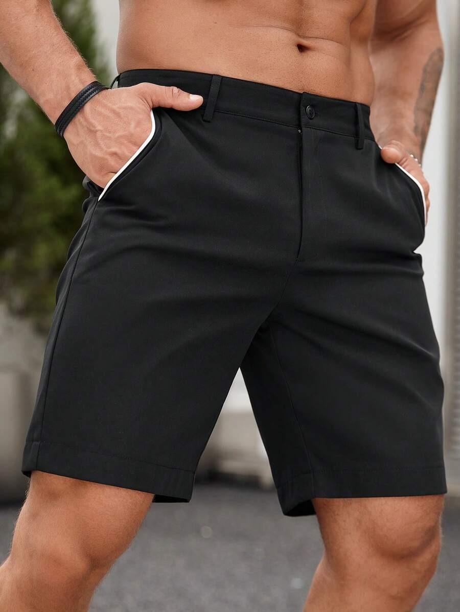 Men's Contrast Trim Chino Shor - Shorts Chino Slim 评论和价格