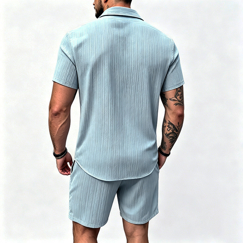 2026 New Men Vertical Wrinkle  - Shirt Camp Collar 评论和价格