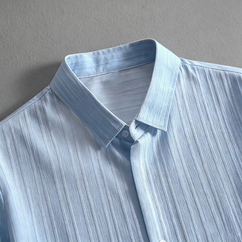 2026 New Men Vertical Wrinkle  - Shirt Camp Collar 评论和价格