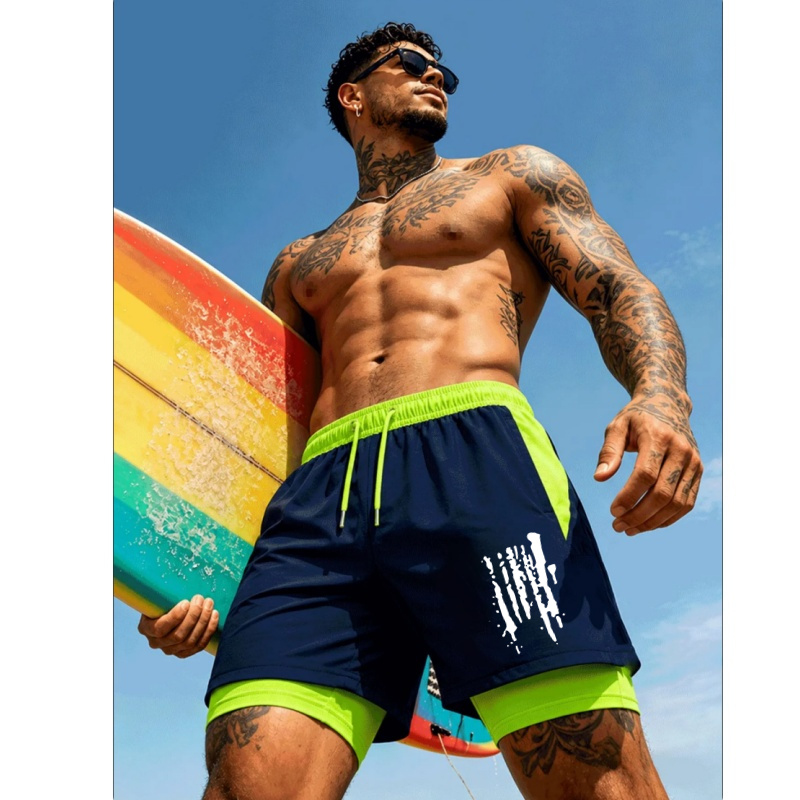 Men'S Two-In-One Double Layer  - Trunks Board Surf 评论和价格