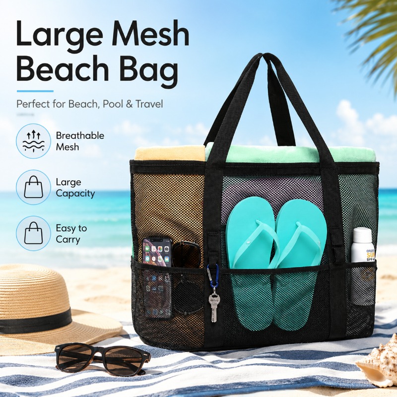 Mesh Beach Bag Large Capacity  - Beach Towel Large 评论和价格