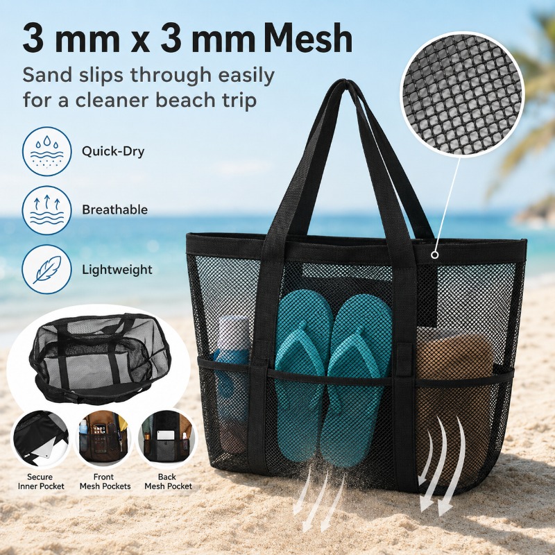 Mesh Beach Bag Large Capacity  - Beach Towel Large 评论和价格