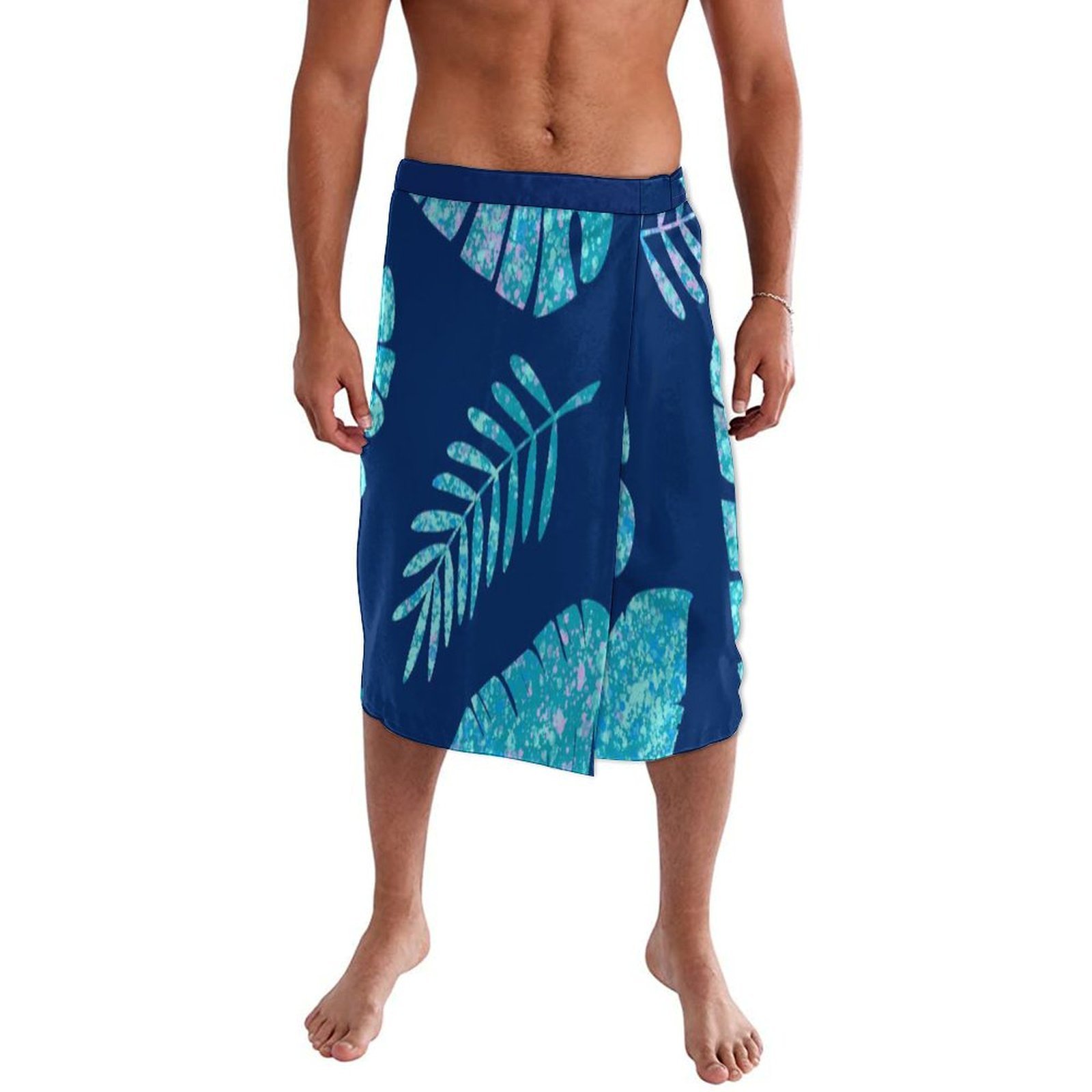 Blue Floral Polynesian Beach W - Sarong Men Wrap 评论和价格