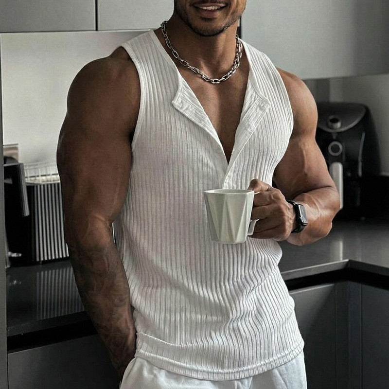 Sporty Tank Top Solid Color Cr - Tank Top Muscle 评论和价格