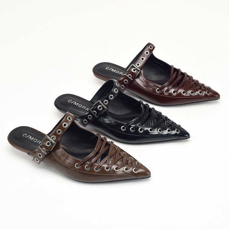 Pointed Toe Lace Up Women Slip - Casual Sandal Leather 评论和价格