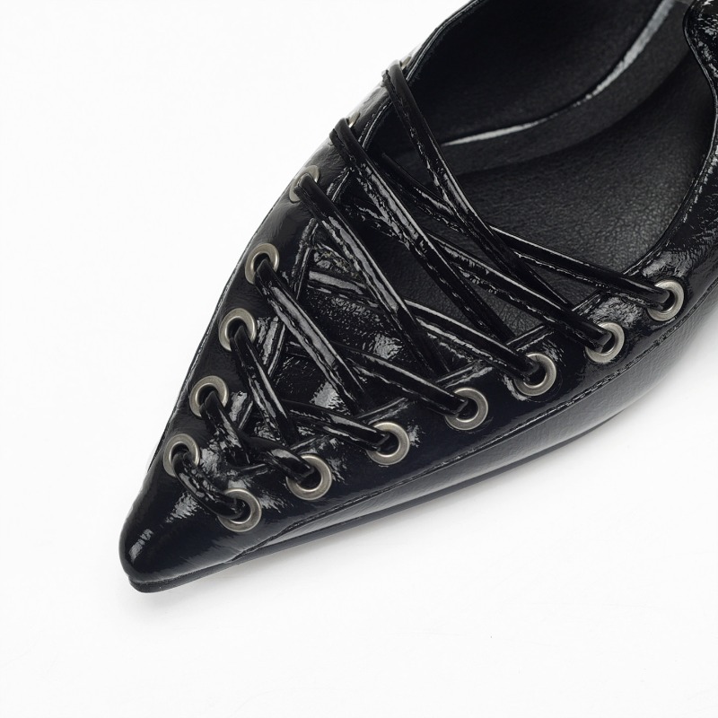 Pointed Toe Lace Up Women Slip - Casual Sandal Leather 评论和价格